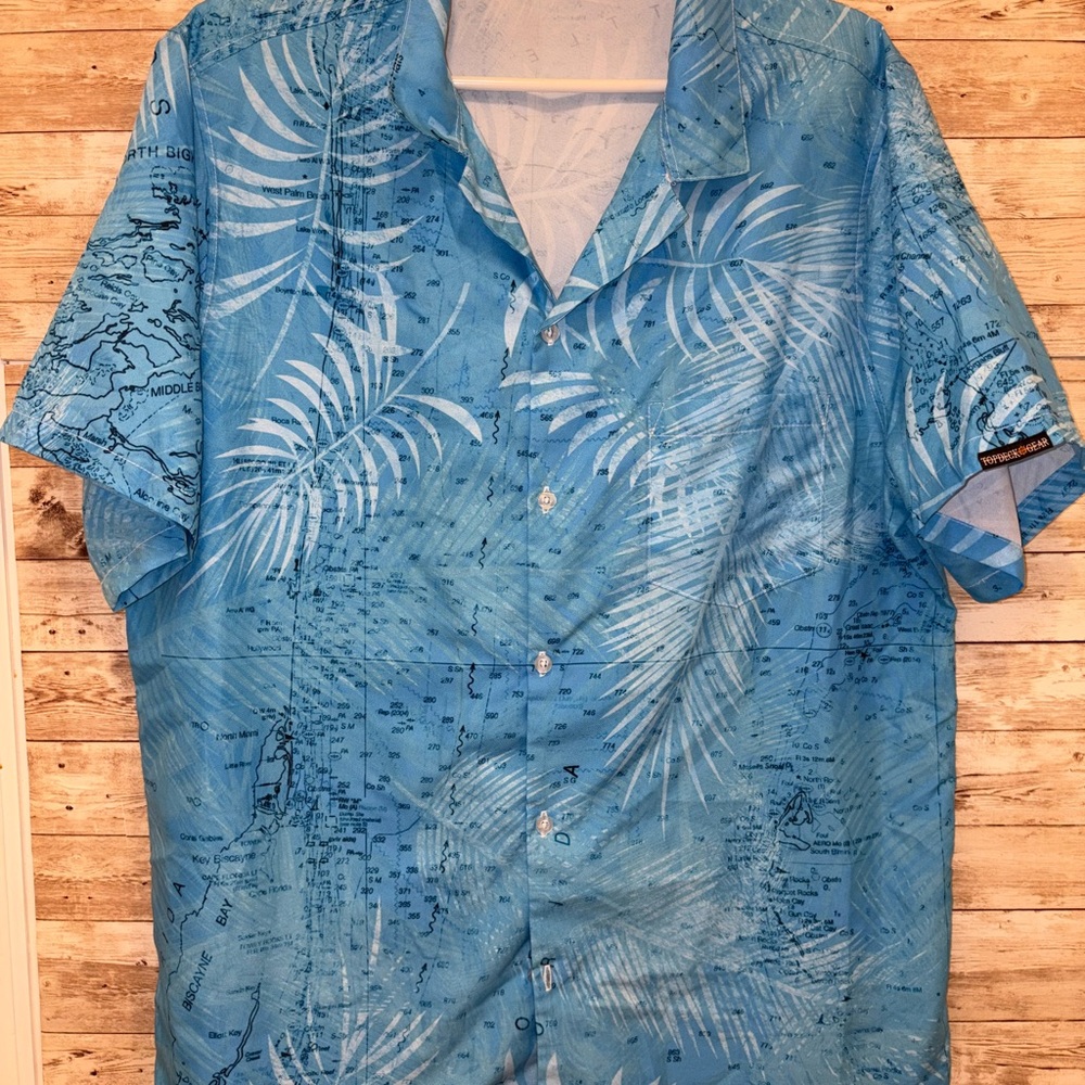 Blue Tropical Casual Button Down Shirt